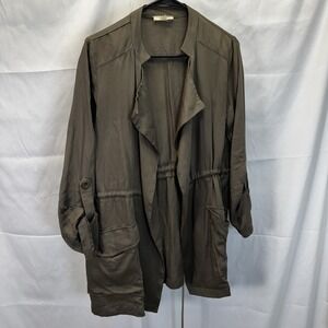 Mystree Army Green Cinch Thin Shacket Size Small